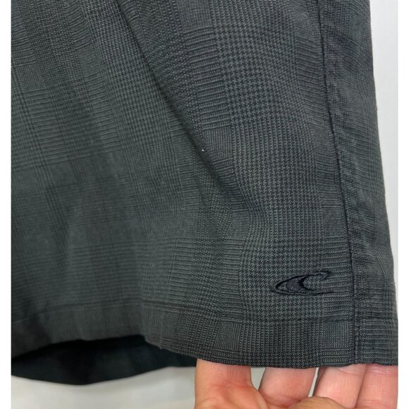 O'Neill Flat Front Shorts Black Blue Plaid Polyester Viscose Lightweight Size 38 - Picture 9 of 9